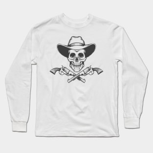 Skull in a cowboy hat and revolvers. Long Sleeve T-Shirt